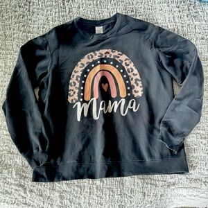 Mama womens black sweatshirt size large Port & Company